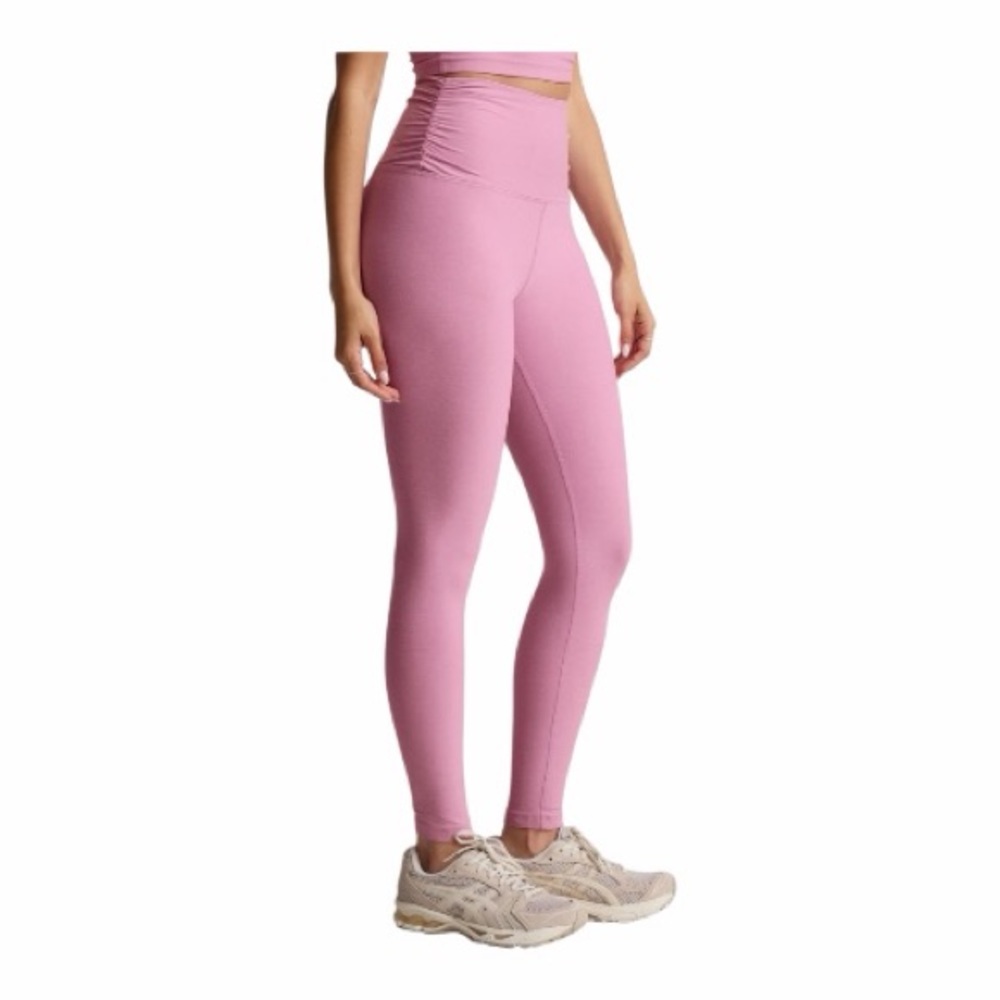 BEYOND YOGA Spacedye Raise the Barre Shirred Leggings XL Pink Haze Heather $108